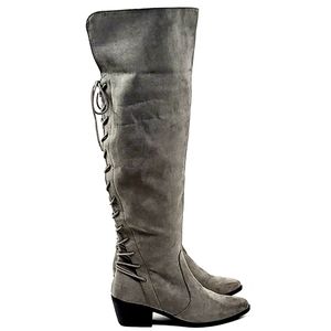 NEW Justfab Women Grey Summer Fall Winter Pointy Over the knee Boots Size 6.5 US
